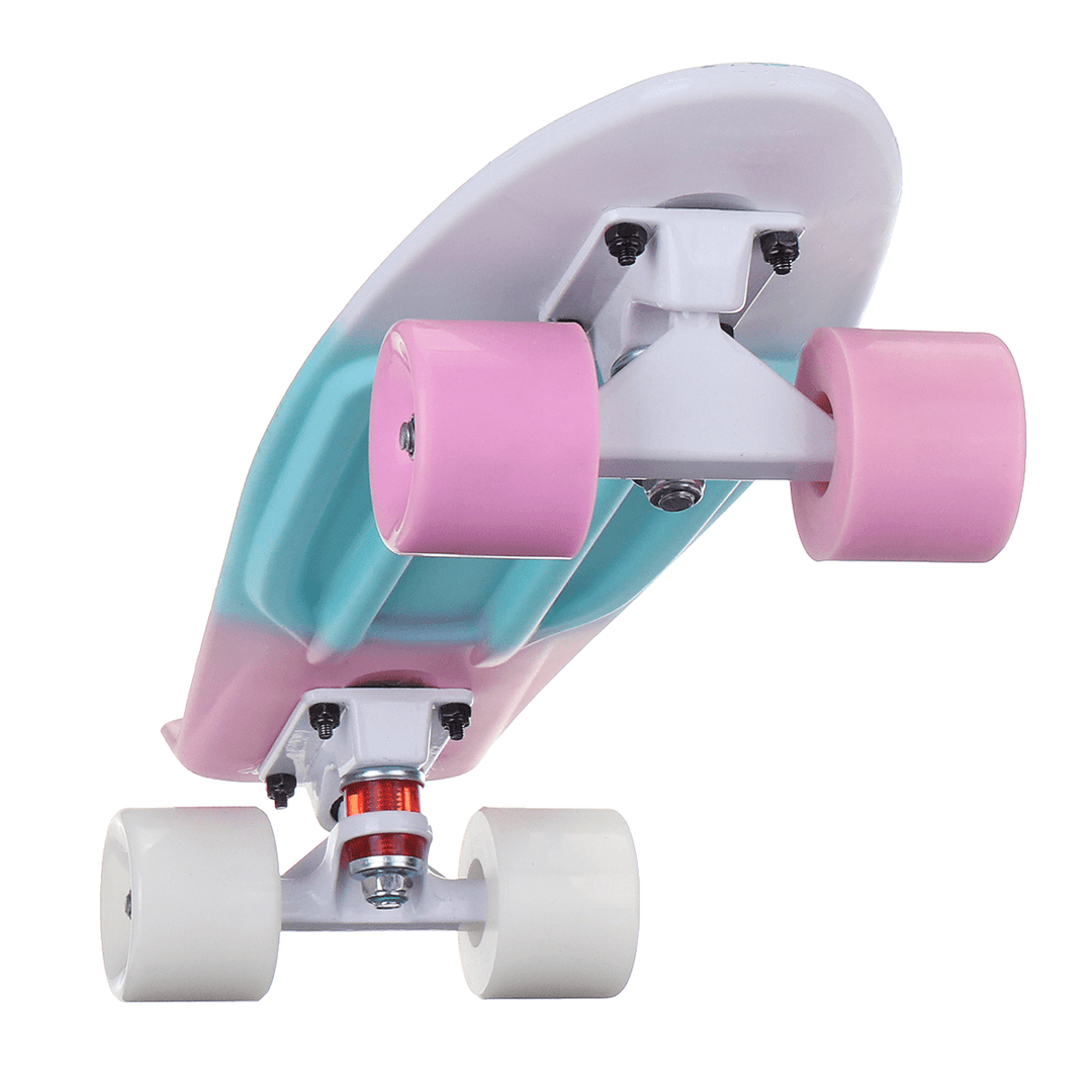 SGODDE 22" Mini Skateboards Cruiser Retro Skateboard Long-Board for Kids Ages 6-12 with LED Wheels - MRSLM