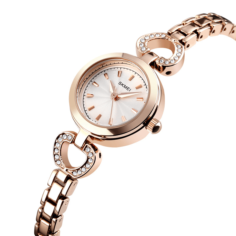 SKMEI 1408 Luxury Crystal Stainless Steel Elegant Fashion Women Wristwatch Quartz Watch - MRSLM