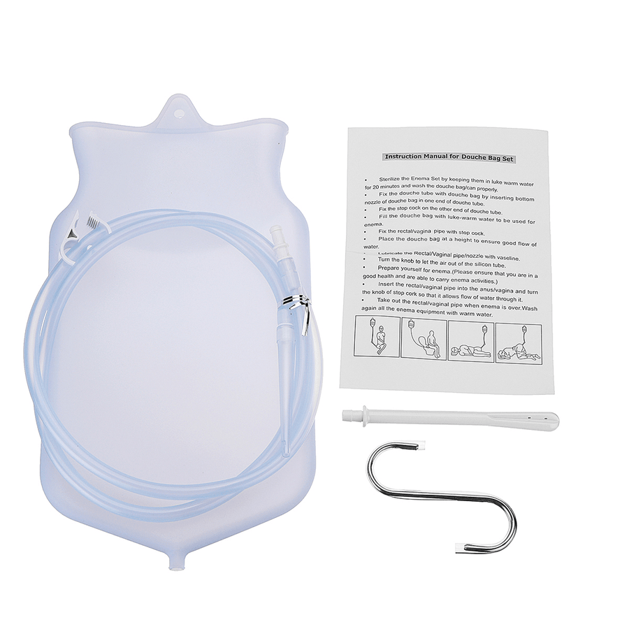 Detox Enema Bag Colon Cleaning with Silicone Hose Douche Bag Vaginal Washing Water Bag Cleaning Kit - MRSLM