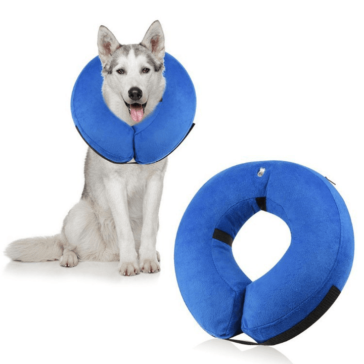 Inflatable Protective Collar Dog and Cats Head Cone Soft Recovery Collar for Injuries Rashes Pet - MRSLM