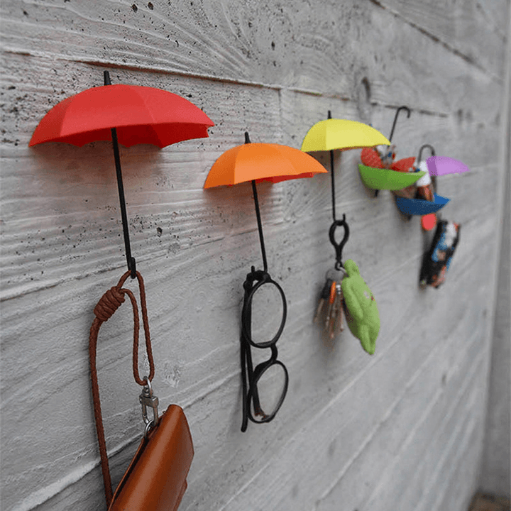 Honana 3Pcs Colorful Umbrella Shaped Creative Hanger Decorative Holder Pasties Wall Hook for Kitchen Bathroom Accessories Set - MRSLM