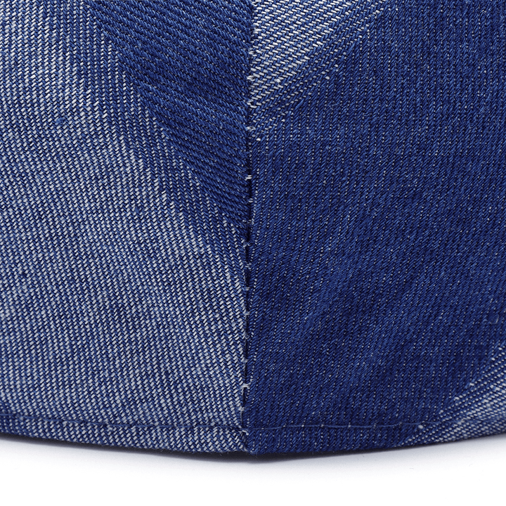 Unisex Denim Short Brim Distressed Blue Sunshade Peaked Cap - MRSLM