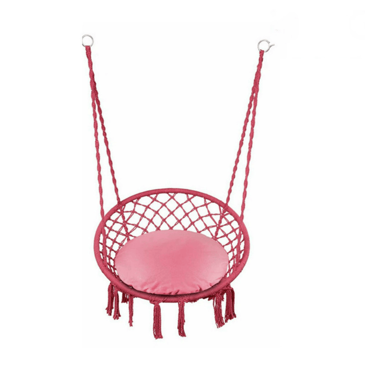 Cotton Hammock Seat Hanging Chair Tassel Deluxe Swing Chair Max Load 120Kg Outdoor Indoor Patio Garden - MRSLM