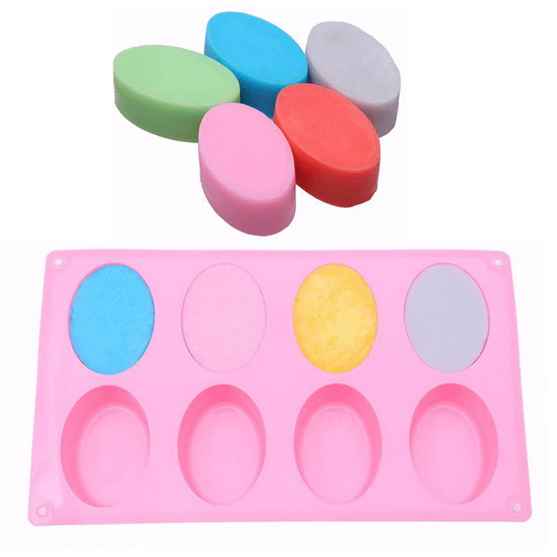 8-Cavity Oval Soap Mold Silicone Chocolate Mould Tray Homemade Muffin Making Tool Baking Mould - MRSLM