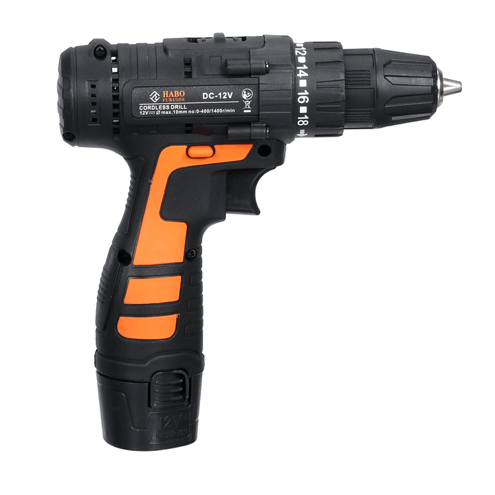 12V Electric Drill 2 Speed Electric Cordless Drill Electric Screwdriver Driver with Bits Set and Batteries - MRSLM