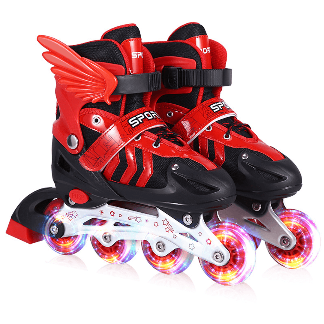 S/M/L Inline Skates with 4 LED PVC Skate Wheels Entry-Level Kid Women Men Roller Skates Birthday Gift for Teen Girl Boy Teenager - MRSLM