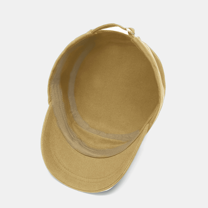 Collrown Men Rivet Flat Hat Decorative Belt Patchwork Adjustable Casual Military Cap Peaked Cap Newsboy Cap - MRSLM