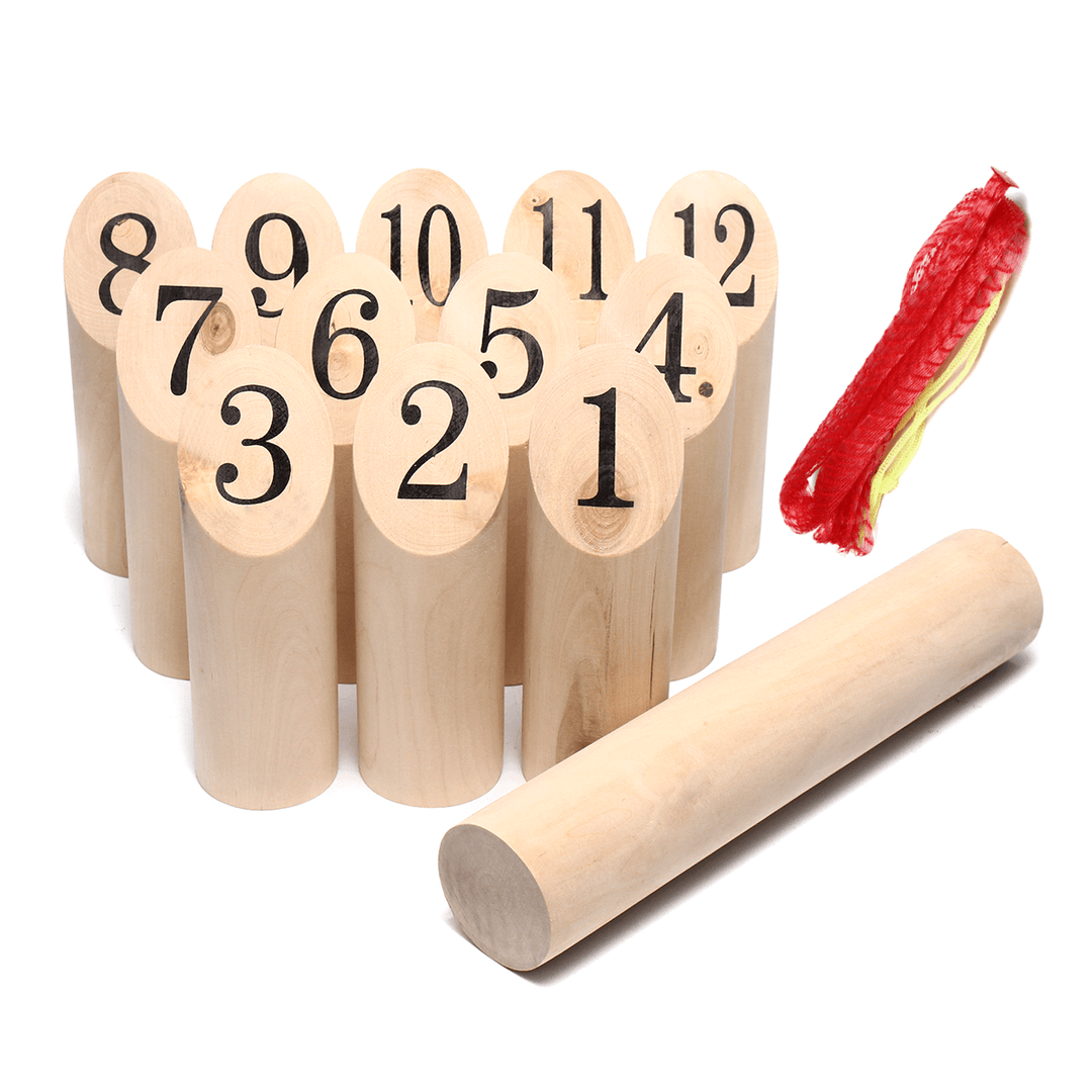 Number KUBB Wooden Family Outdoor Garden Lawn Game Set Board Game Toy - MRSLM