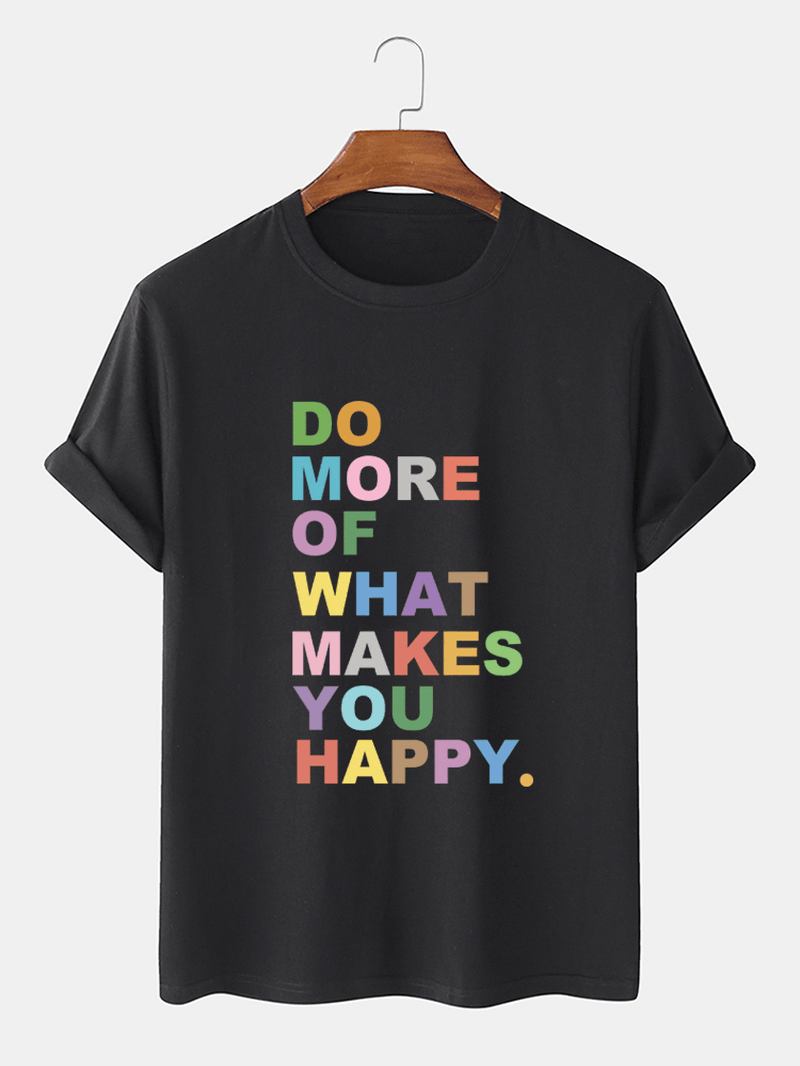 100% Cotton Colorful Slogan Print Short Sleeve Breathable T-Shirts - MRSLM