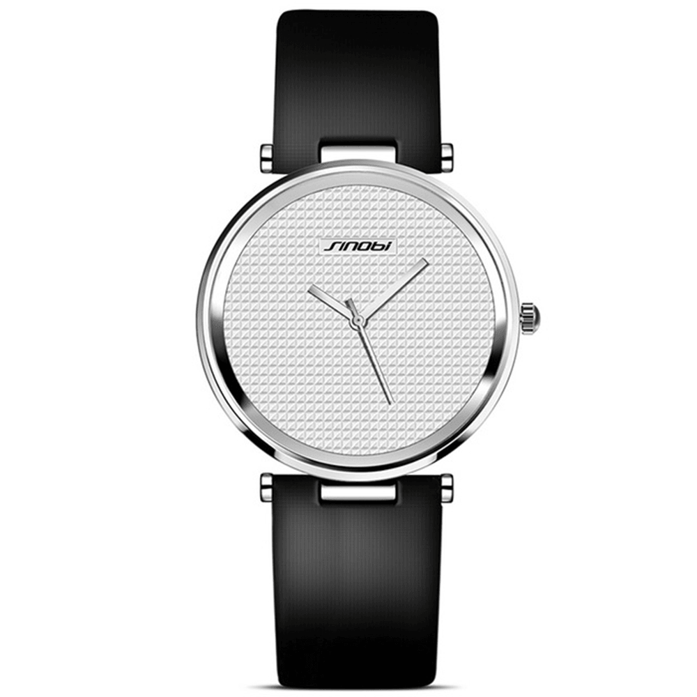 SINOBI 9393 Ultra Thin Unisex Wrist Watch Genuine Leather Strap Casual Style Quartz Watch - MRSLM