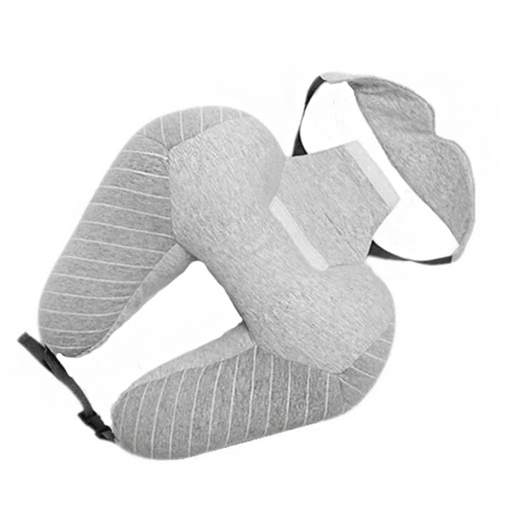 Ipree® 2 in 1 U Shape Neck Pillow Cotton Headrest Cushion Eye Mask Airplane Travel Sleep Rest - MRSLM