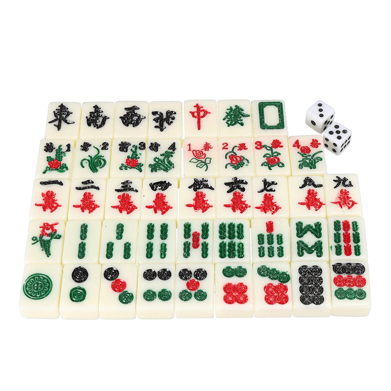 Chinese Mahjong Portable Retro Box Board Game Toy Rare 144 Tiles Mah-Jong Set in Leather Box - MRSLM
