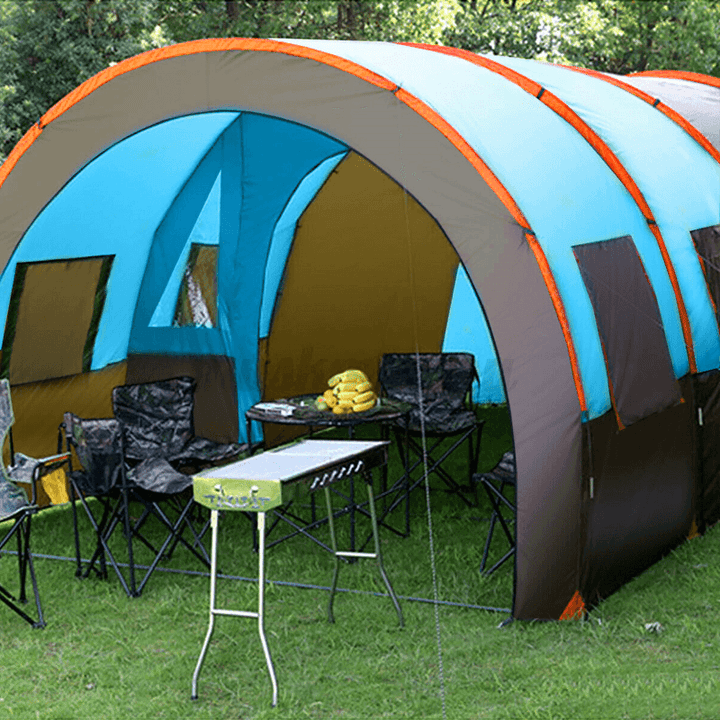 8-10 Person Family Camping Tent Waterproof Tunnel Double Shelter Anti-Uv Sunshade Canopy Outdoor Hiking - MRSLM