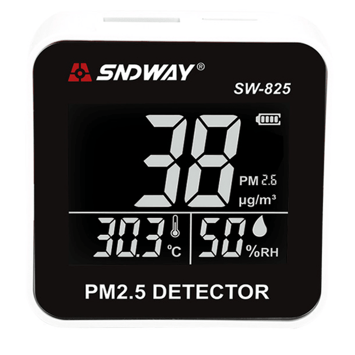 SNDWAY SW-825 Digital Air Quality Monitor Laser PM2.5 Detector Gas Temperature Humidity Monitor - MRSLM