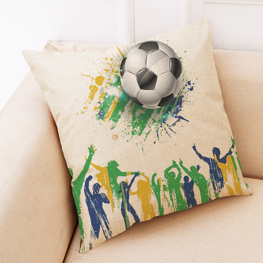 Honana the 2018 Russia World Cup Cotton Linen Cushion Pillow Case Soccer Pillow Covers for Home Bedroom Sofa Holiday Decor - MRSLM