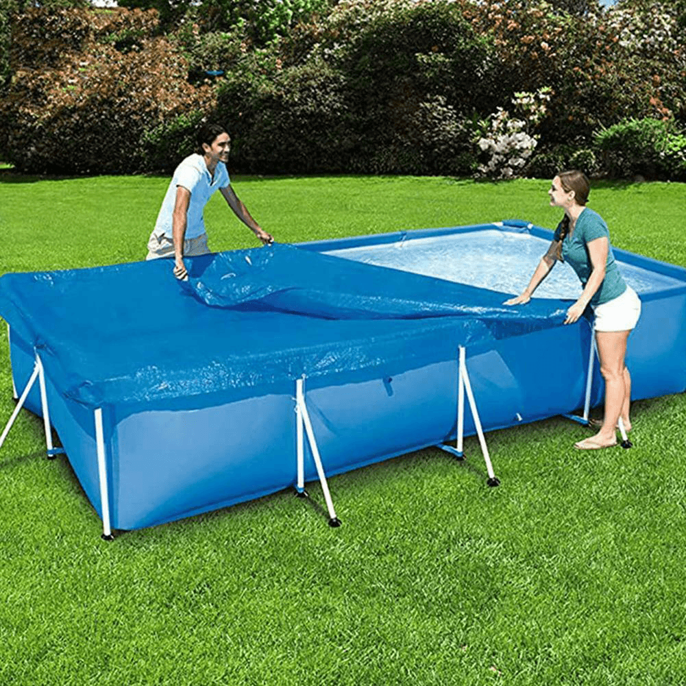 Square Swimming Pool Cover Ground Mat Uv-Resistant PE Rainproof Dust Cover Inflatable Pool Accessories for Outdoor Backyard Garden - MRSLM