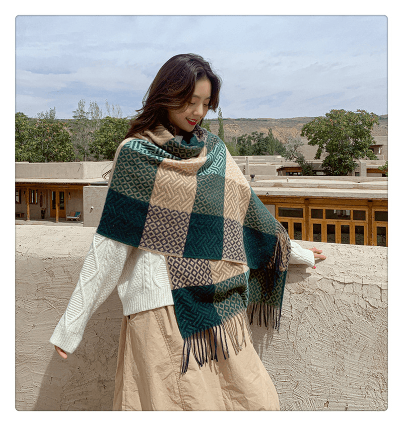 Imitated Wool All-Match Double-Sided Autumn and Winter Thickened Warm Scarf - MRSLM