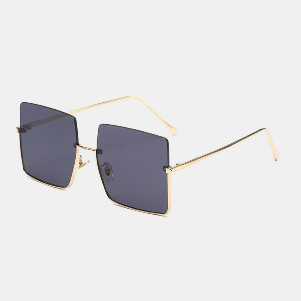 Unisex Oversized Metal Half-Clad Square Frame Narrow Glasses Legs Anti-Uv Fashion Sunglasses - MRSLM