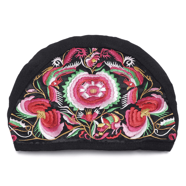 Women Vintage Floral Embroidered Beanie Caps Outdoor Good Elastic Turban Hat - MRSLM