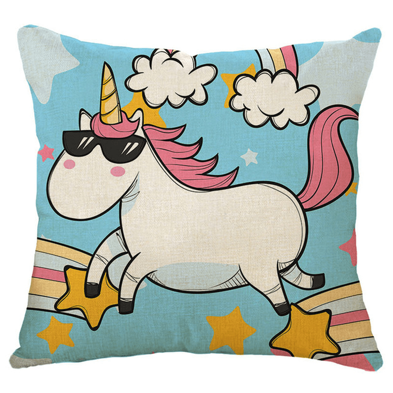 Honana 45X45Cm Home Decoration Cartoon Unicorn Animal Square 12 Optional Patterns Cotton Linen Pillowcases Sofa Cushion Cover Chair Seat - MRSLM