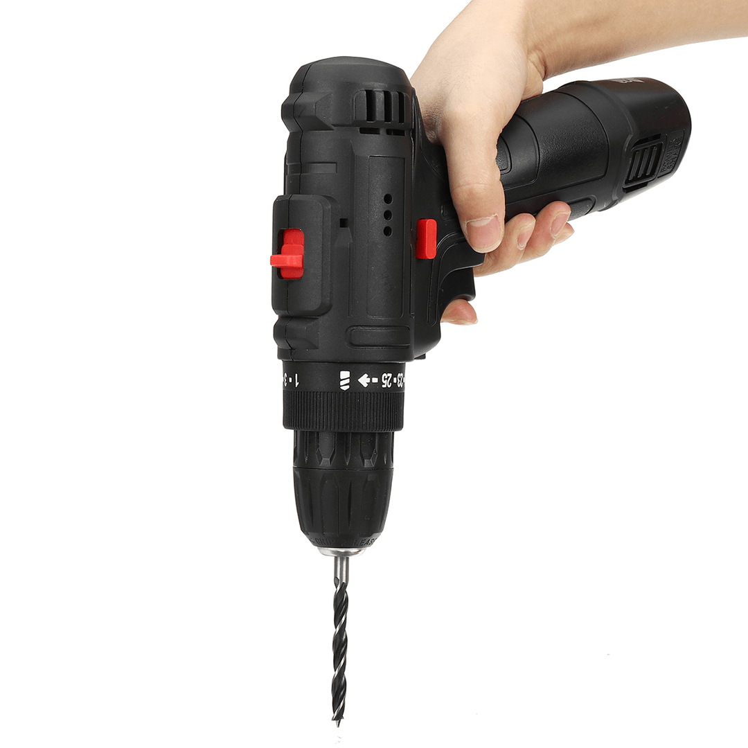12V LED Cordless Electric Impact Hammer Drill Rechargeable Screwdriver W/ 2Pcs Battery - MRSLM