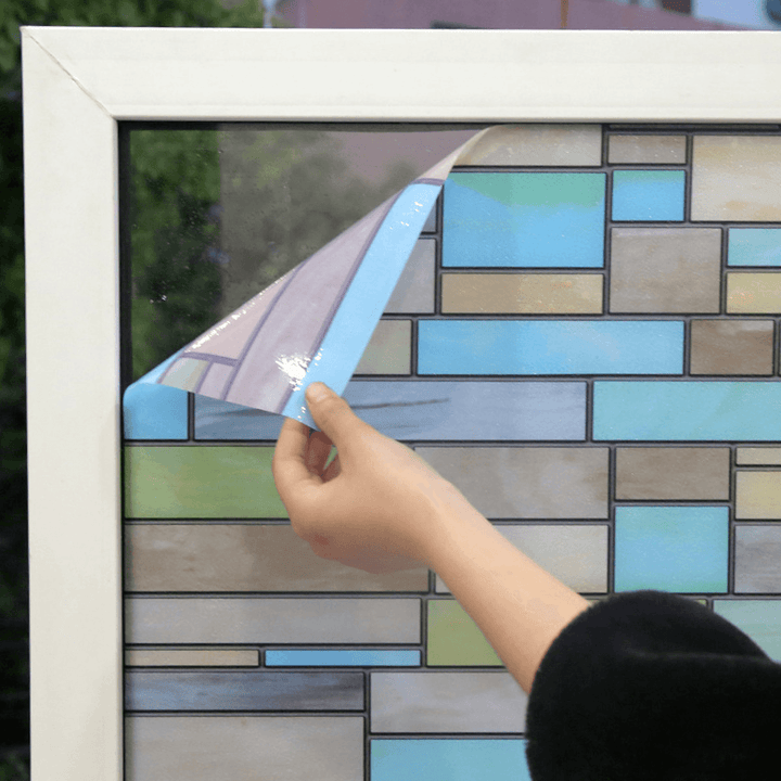 2M Brick Static Cling Cover Frosted Window Glass Film Sticker Privacy Home Decor - MRSLM
