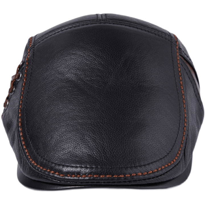 Men'S Cowhide Beret Leather Hat - MRSLM