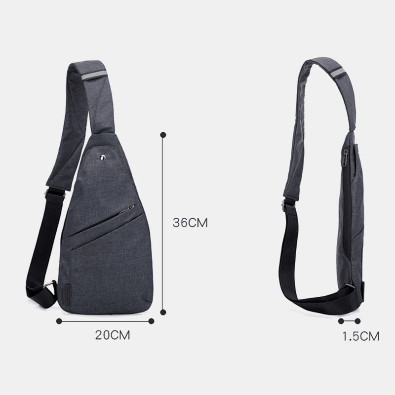 Men Polyester Large Capacity Multi-Pocket Waterproof Casual Crossbody Bag Chest Bag Sling Bag - MRSLM