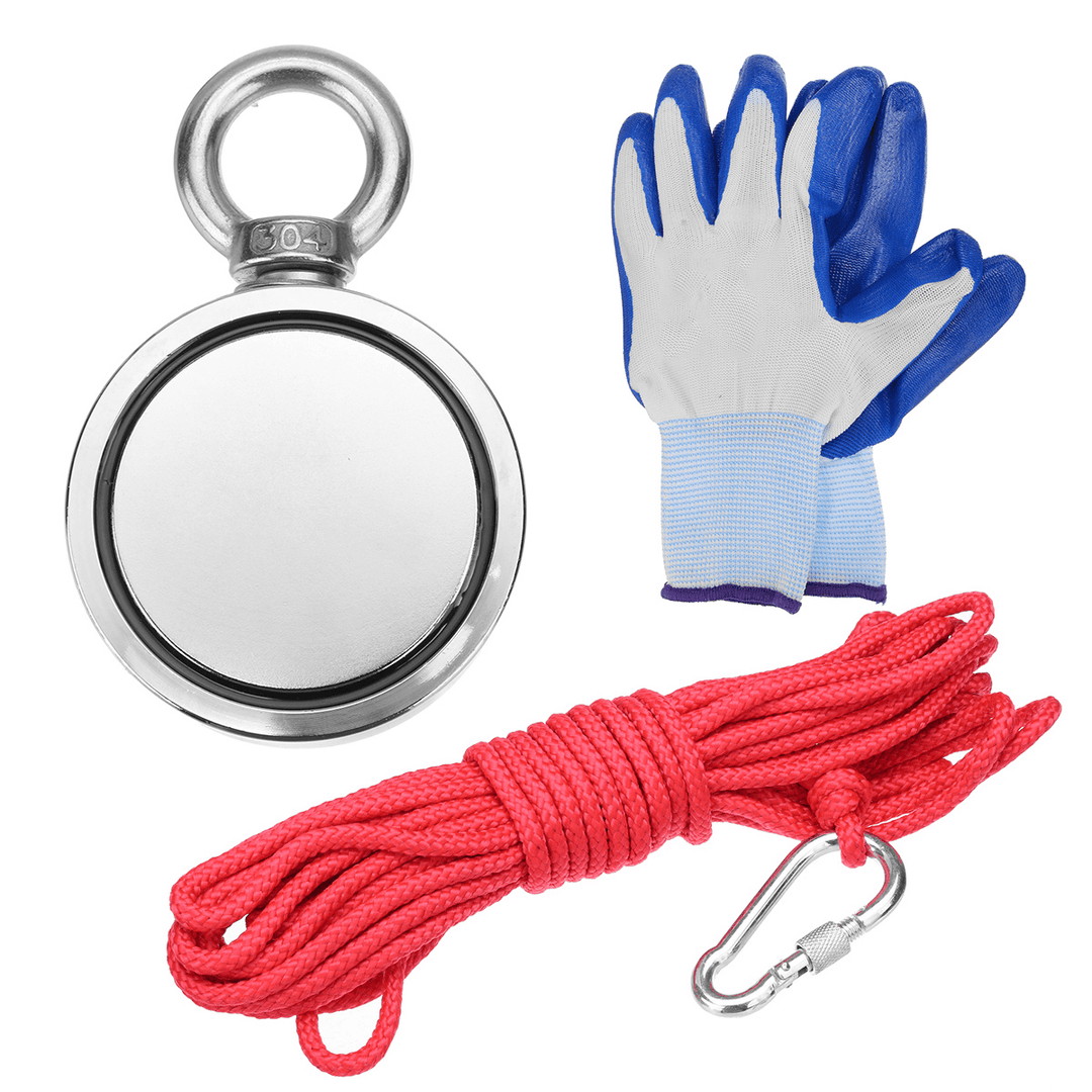 75Mm Dual Side 500KG Neodymium Recovery Magnet with 10M/20M Rope Salvage Tool - MRSLM