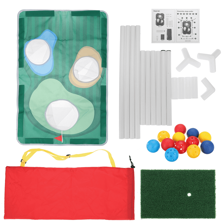 Golf Chipping Practice Board with Net Golf Pitching Cages Mats Kit Set Golf Training Aids for Indoor Outdoor - MRSLM