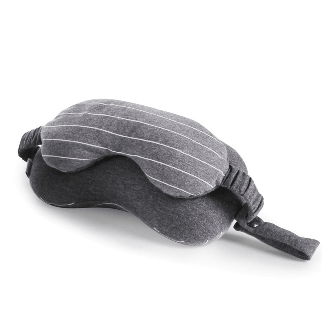 2 in 1 Portable Cotton Neck Pillow Head Cushion Eye Mask Travel Airplane Sleep Rest - MRSLM