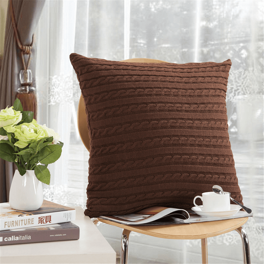 Knit Fiber Pillows Throw Pillow Case Sofa Waist Cushion Cover Home Decorative - MRSLM
