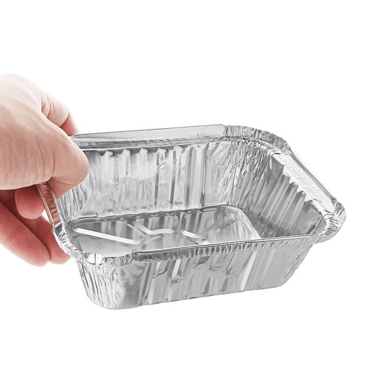 50PCS Aluminum Foil Trays BBQ Disposable BBQ Mat Food Container Baking Pan with Lids - MRSLM
