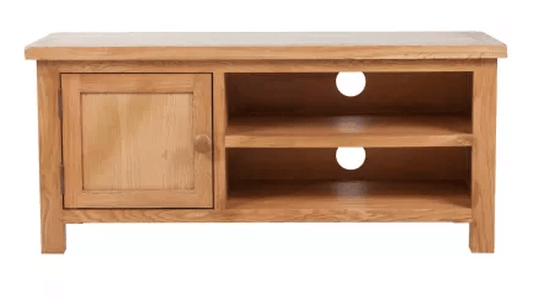 Solid Oak Wood TV Cabinet with Two Convenient Cable Outlets Brown 40.6"X14.2"X18.1" - MRSLM