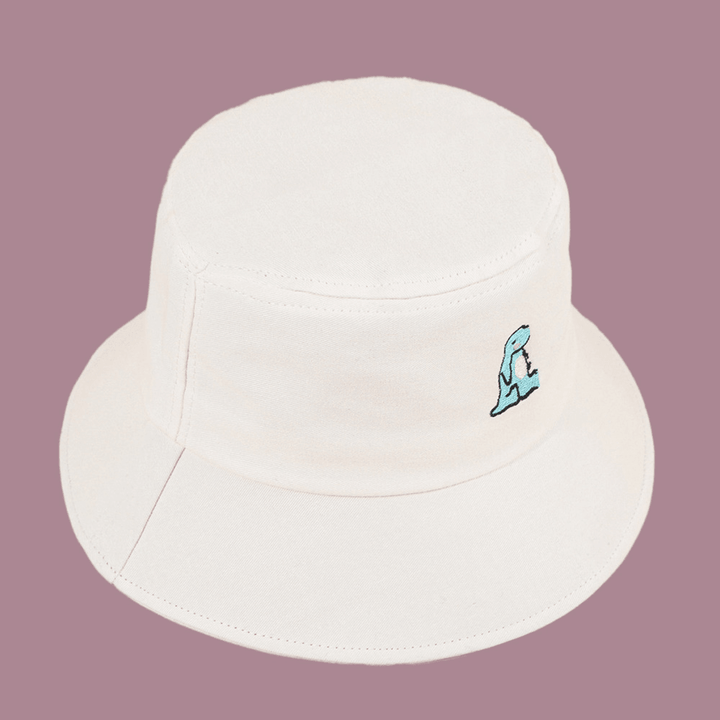 Unisex Cartoon Little Dinosaur Embroidery Sun Hat Outdoor Casual Sunshade Bucket Hat - MRSLM