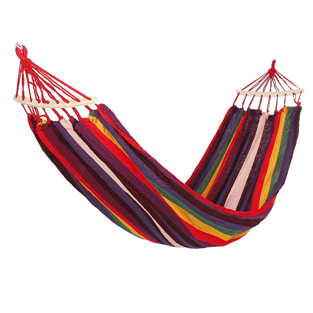 Portable Canvas Hammock Travel Outdoor Wooden Swing Chair Camping Hanging Bed - MRSLM