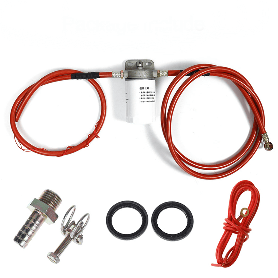 12V Fuel Filter with 2Pcs Petrol Pipe Hose Fuel Lines Replacement Fuel Tank - MRSLM