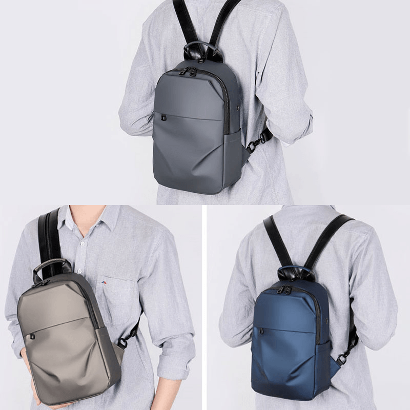 Waterproof Business Casual Solid with Earphone Hole Backpack Crossbody Bag Chest Bag for Male - MRSLM
