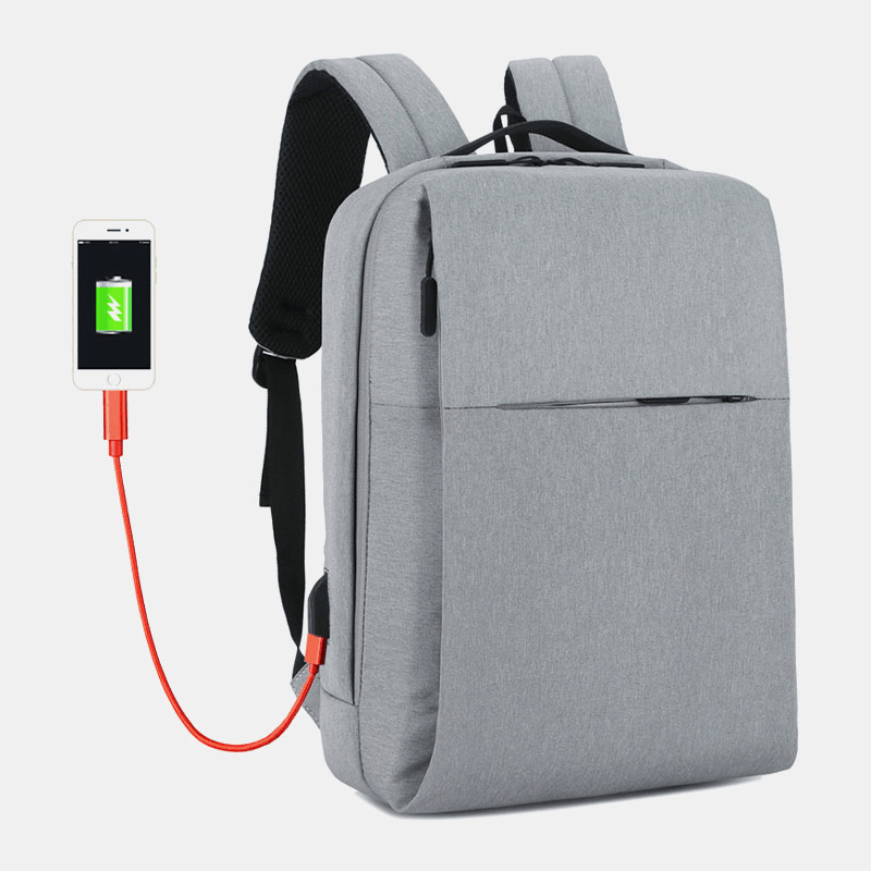 Men Polyester USB Charging Large Capacity Business Laptop Bag Backpack - MRSLM