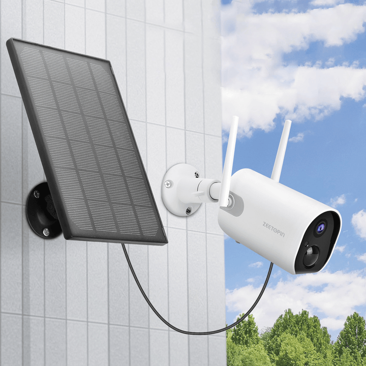 Zeetopin ZS-GX6S 1080P Wireless Outdoor Security Camera Wifi Solar Rechargeable Battery Powered IP Surveillance Home Cameras 4Dbi Antenna Human Motion Detecting Night Vision 2-Way Audio IP65 Waterproof Cloud/Sd Storage - MRSLM