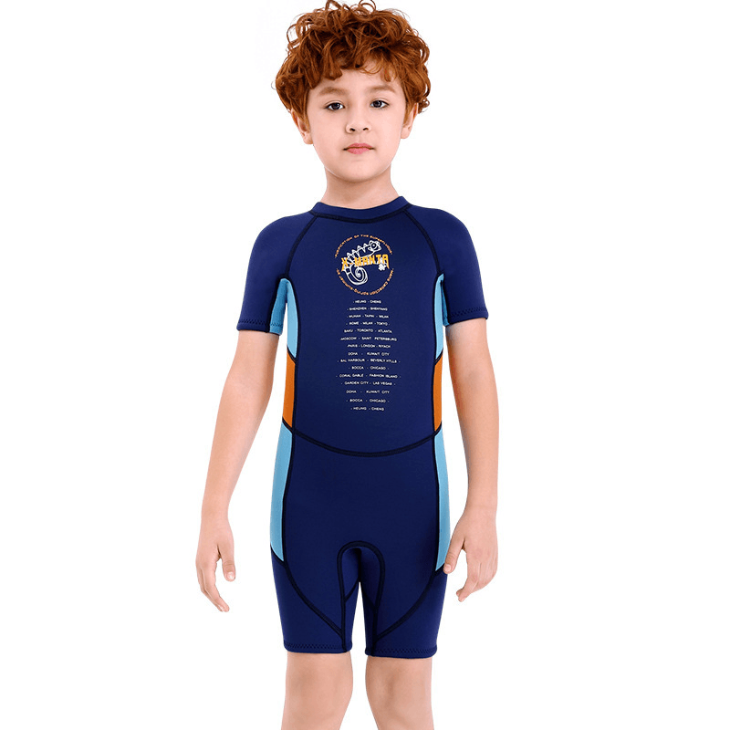 DIVE&SAIL 2.5MM Children'S Diving Suit One-Piece Short-Sleeved Swimsuit Thickened Sun Protection Surfing Kids Sportwear for Boys Girls Diving Suit for Kid - MRSLM