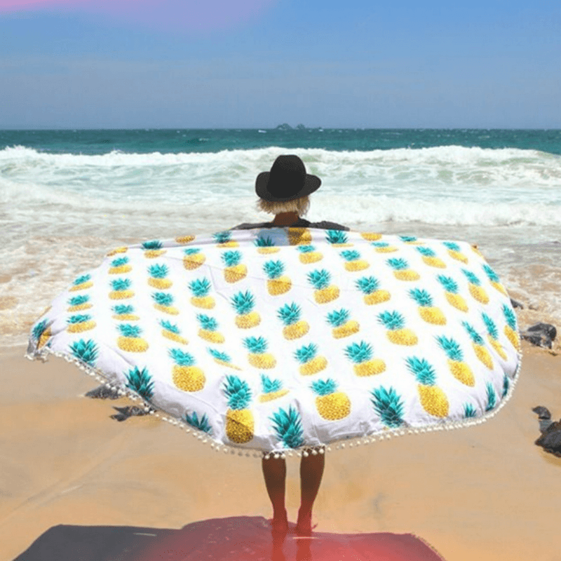 150Cm Donut Pizza Pineaaple Printing Thin Dacron Beach Towel Shawl Bed Sheet Tapestry - MRSLM
