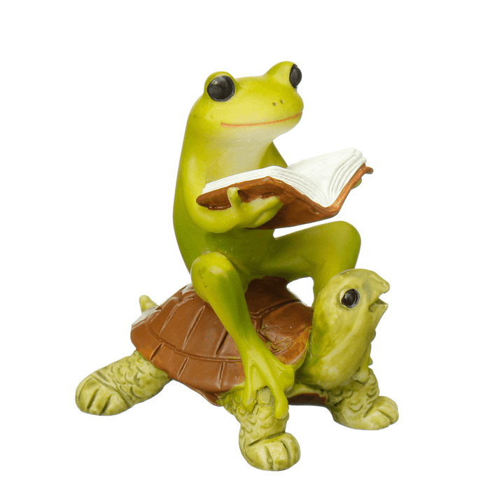 Cute Frog Statue Figurine Home Office Desk Ornament Garden Bonsai Decor Gift - MRSLM
