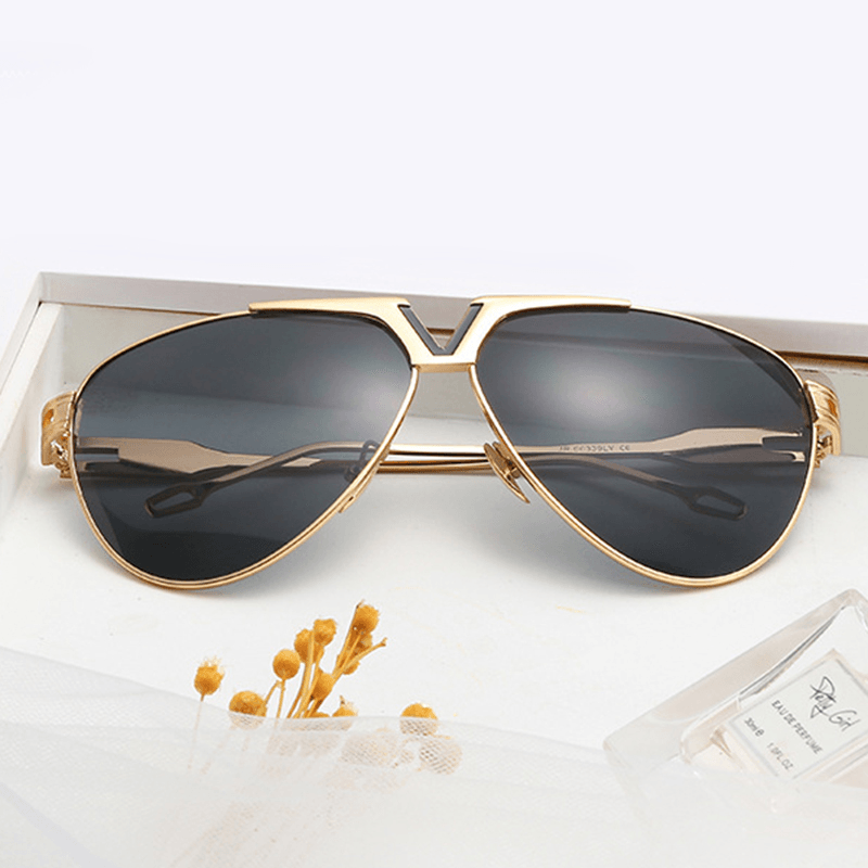 Men Women Trendy HD UV400 Metal Non-Polarized Sunglasses Outdoor Mirrored Goggles - MRSLM