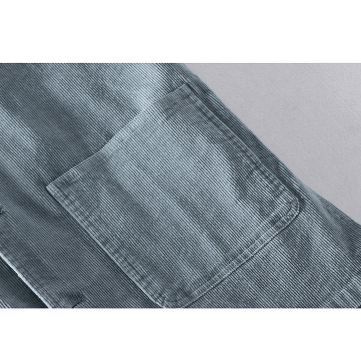 Vintage Corduroy Double Pockets Mens Long Sleeve Casual Jack - MRSLM