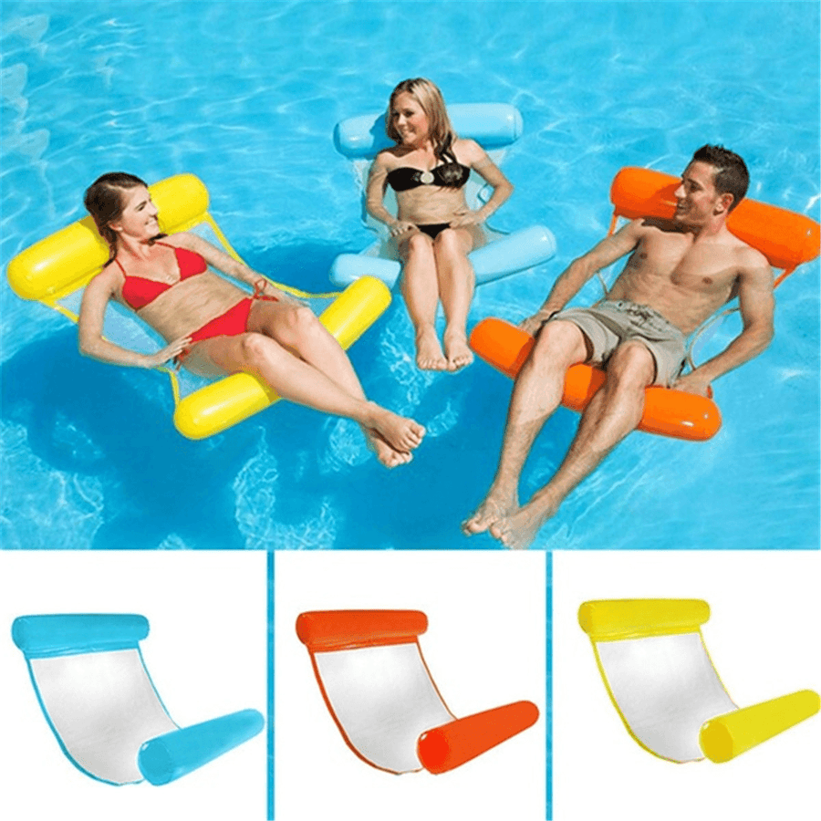 Clip Net Hammock Foldable Inflatable Backrest Floating Bed Row Water Play Lounge Chair - MRSLM