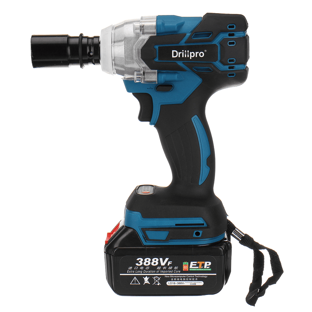 Drillpro 388VF 520N.M Brushless Electric Cordless Impact Wrench 1/2 Inch Drill Driver Power Tool for Home for Makita 18V Battery - MRSLM