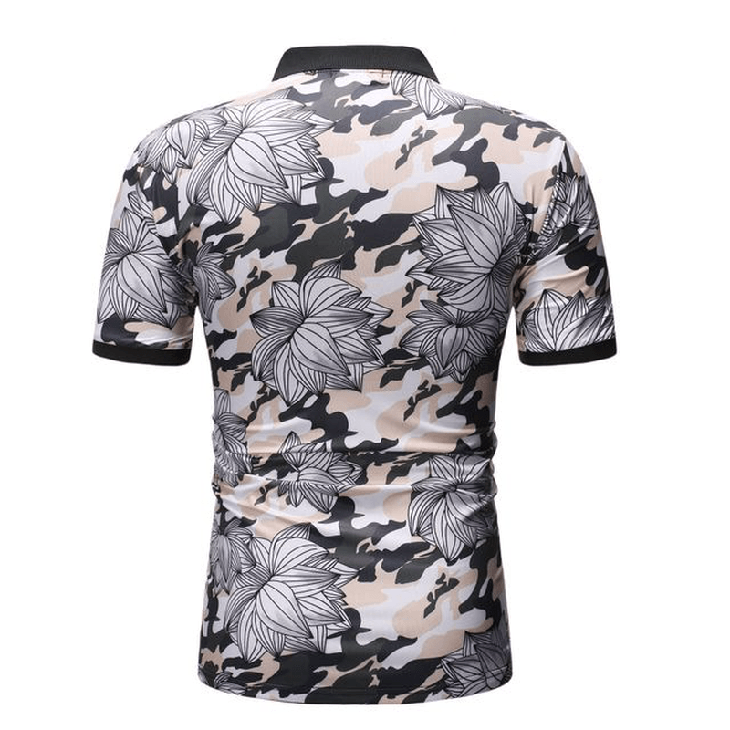 Men Fashion Printed Short-Sleeved Lapel Shirts - MRSLM