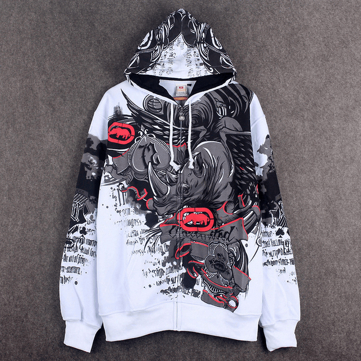 Fashionable Men'S Graffiti Hooded Jacket - MRSLM