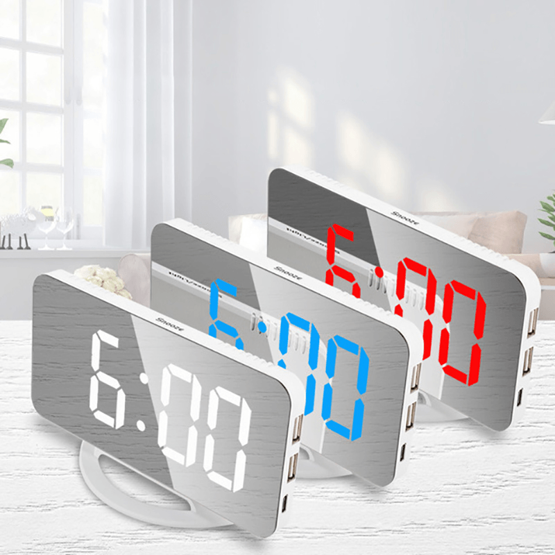 Multifunctional Mirror Alarm Clock LED Makeup Mirror Digital Alarm Clock Automatic Photosensitive Electronic Desk Clock - MRSLM